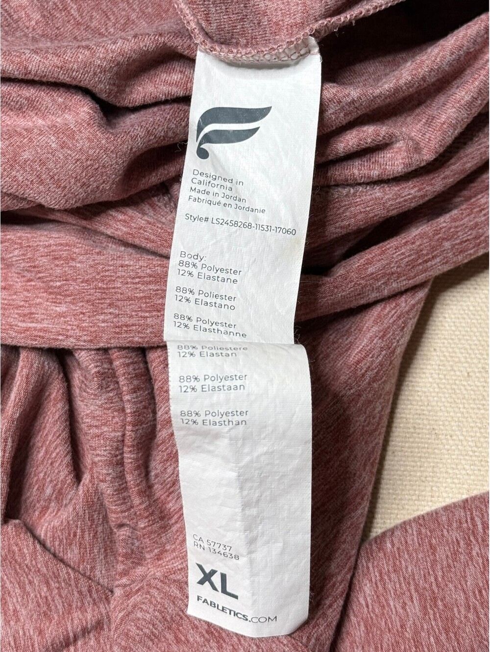 Fabletics XL Mauve Pink Heather Cropped Hoodie Pullover Long Sleeve